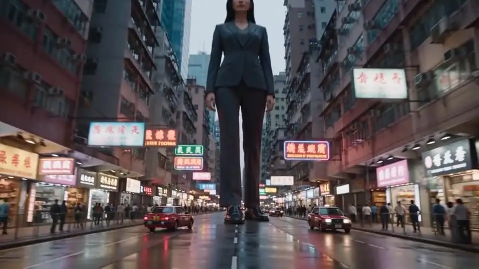 Giant girl in Mong Kok — video generation demo